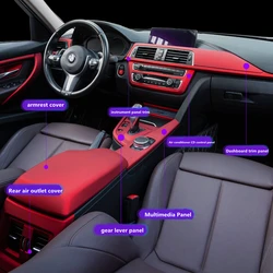 Car styling gear lever multimedia air conditioning panel inner handle cover BMW F30 F31 F32 F33 F34 F36 red interior accessories