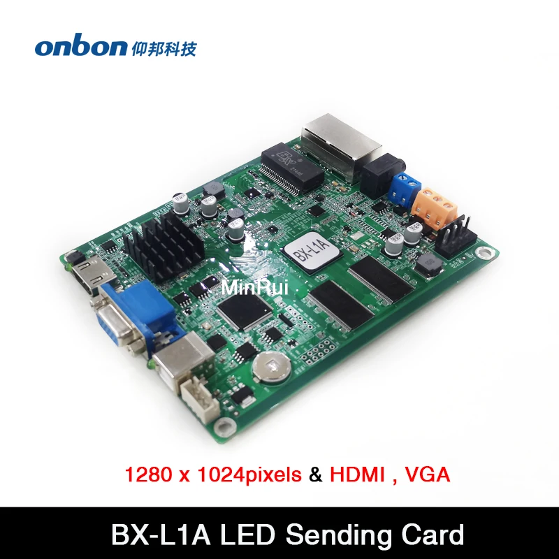 onbon bx l1a video wall display led screen sending card suporte hdmi vga 1280x1024pixels funciona com cartao de recebimento 01