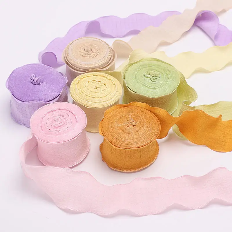 Bubble Wrinkled Ribbon, DIY Gift‑Wrapping Wedding‑Bouquet Party‑Box Bow Decoration 10‑Color Fabric Accessory