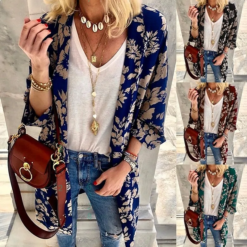 

Spring Summer Casual Printed Cardigan Blouse Tops Women Jackets Cardigans