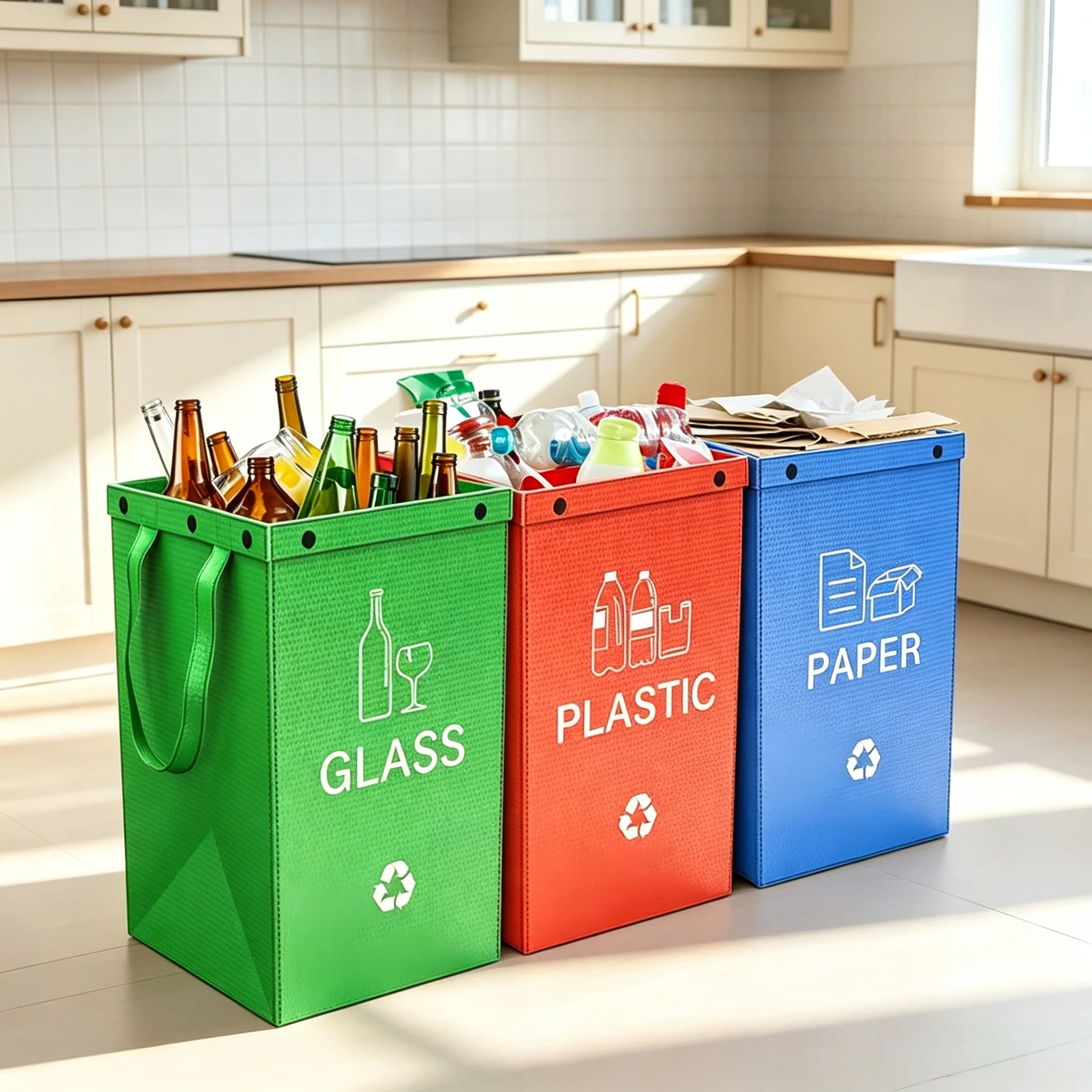 Sacs de tri sélectif séparés, poubelles réutilisables étanches pour cuisine, bureau, maison, poubelles de recyclage intérieures