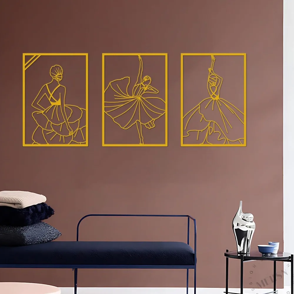 Metall moderne minimalist ische Dame Wand dekoration abstrakte Linie Kunst der weiblichen Tänzerin einfache Linie Malerei für Schlafzimmer und Studio nach Hause