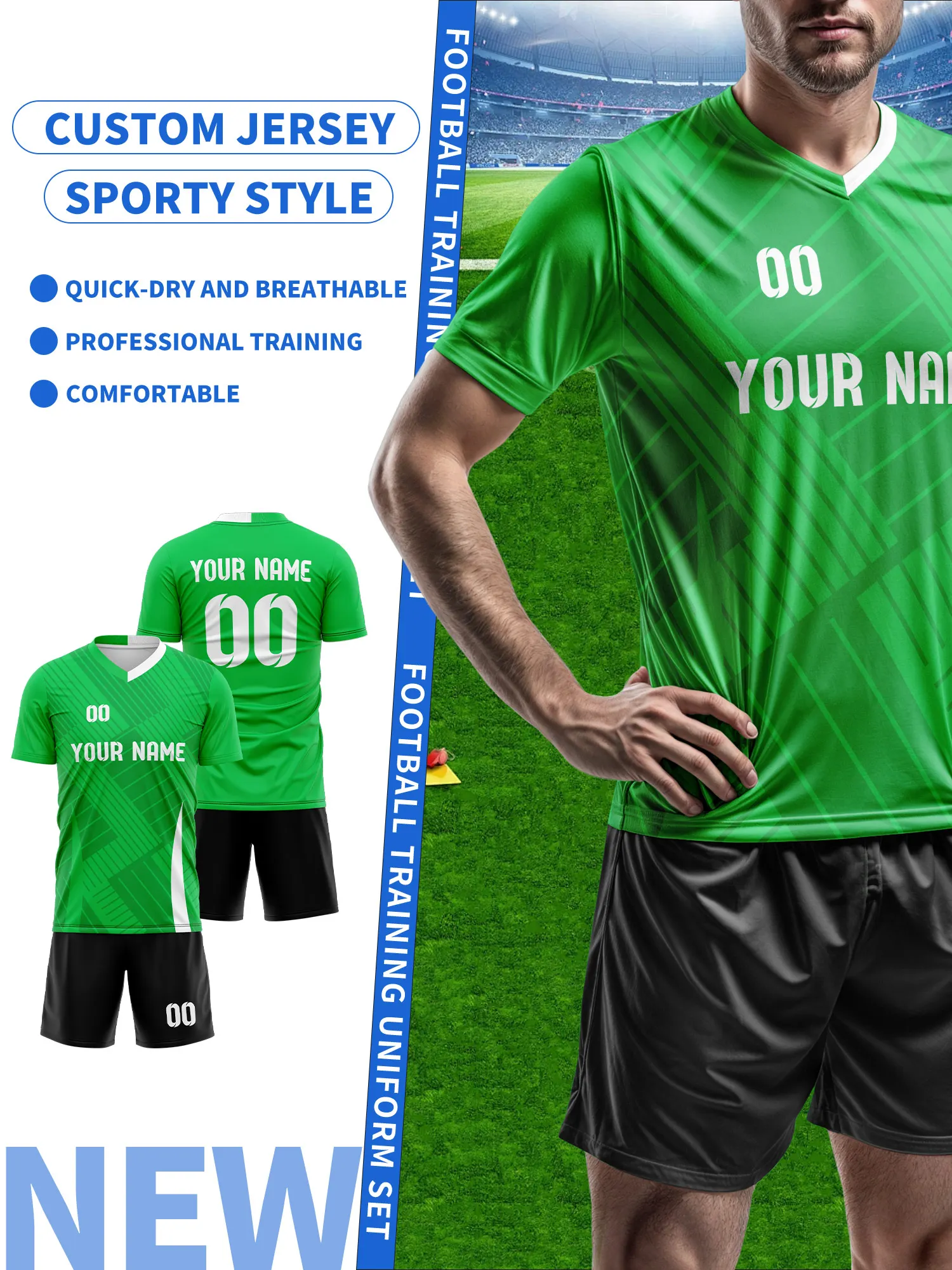 2026 Men's and Women's Customized Name and Number Sports V-Neck Jerseys, Quick-Drying, Fashionable, Sublimation Technology