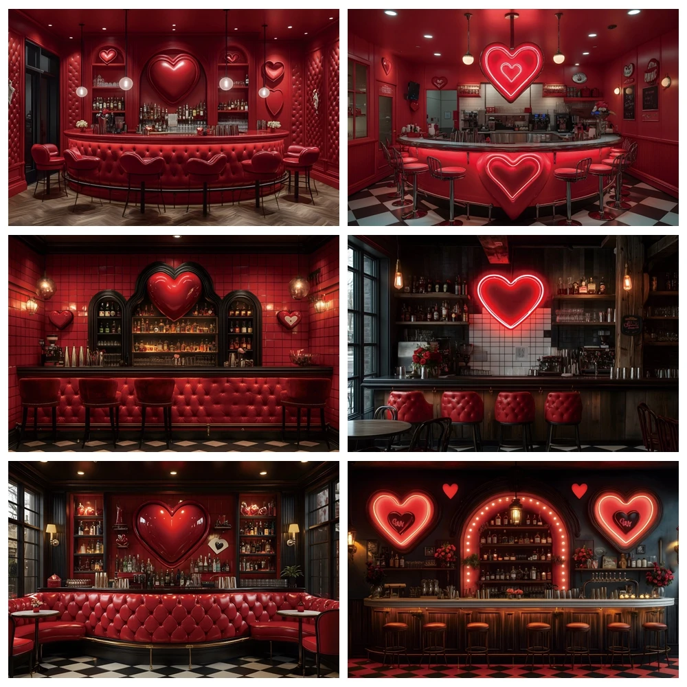 Valentine's Day Photography Backdrop Sweetheart's Soda Shop Party Decoration Couple Portrait Photo Background Photobooth Props