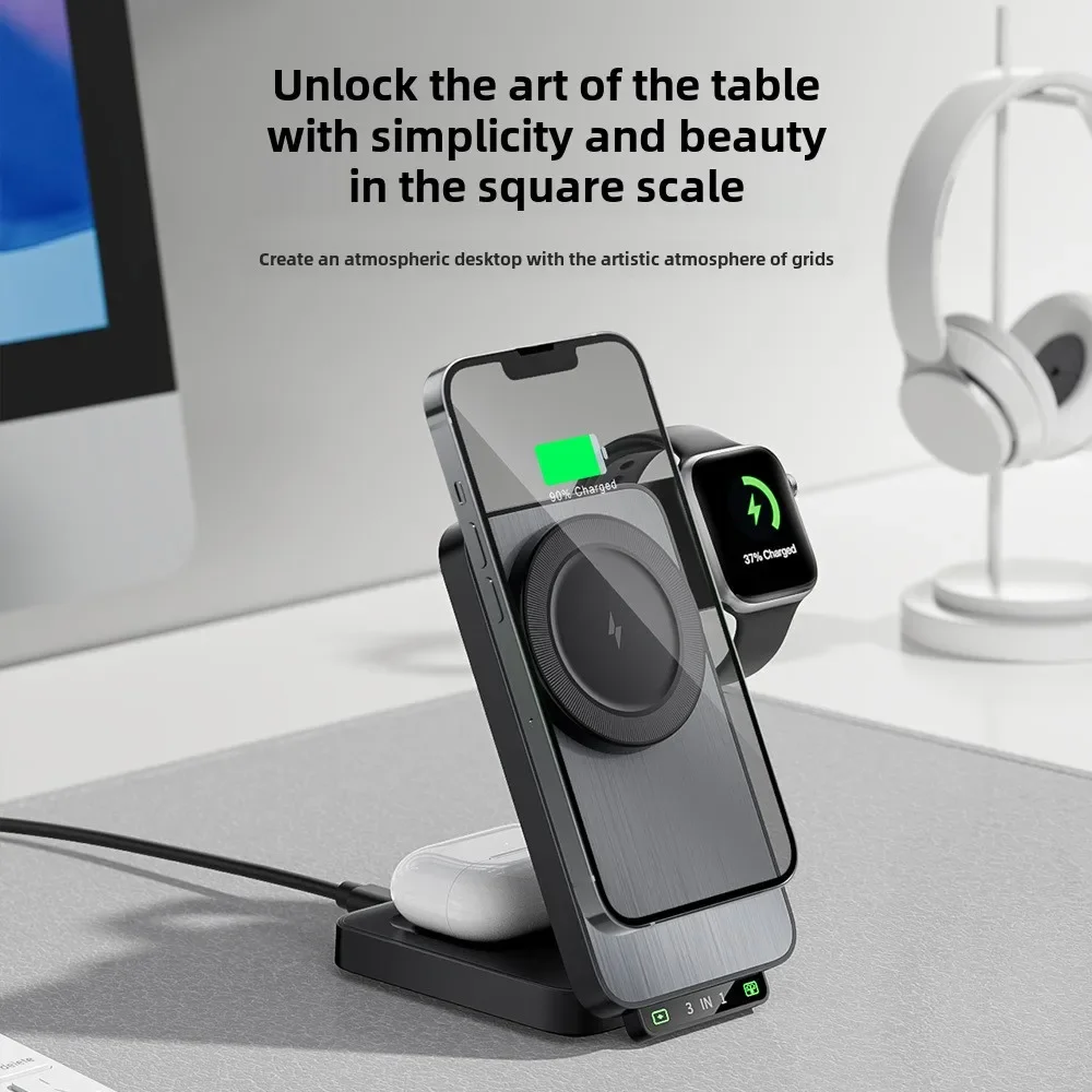 

3 in 1 Wireless Charger Stand Magsafe for IPhone 15 14 13 16 Pro Max X 8 XS IWatch 8 7 6 Airpods Pro Fast Charging Dock Station
