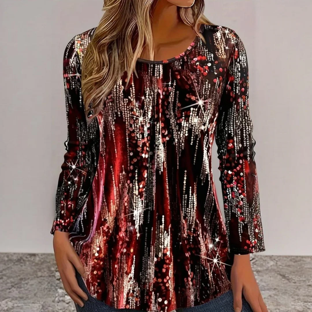 

Elegant Women's Long Sleeve T Shirt Casual Fall Long Sleeve Tops Seasonal Fashion T Shirt 3D Printing OverSize Women's Clothing