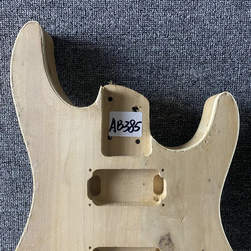 AB385 Solid Basswood Unfinished Electric Guitar Body 2 Points Tremolo Humbucker Pickups Right Hand for DIY Replacement