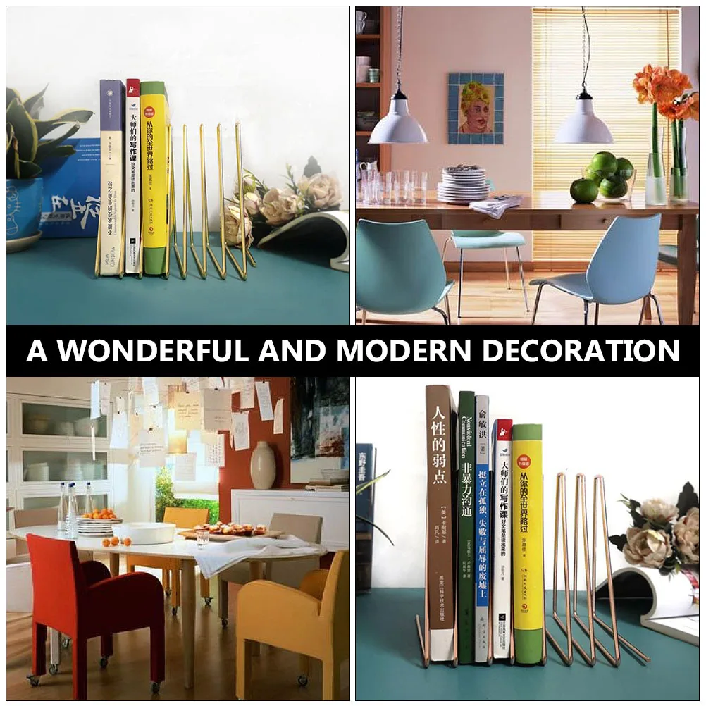 

File Rack Non-slip Bookshelf for Desktop Triangle Iron Organizer Nordic Style Stable