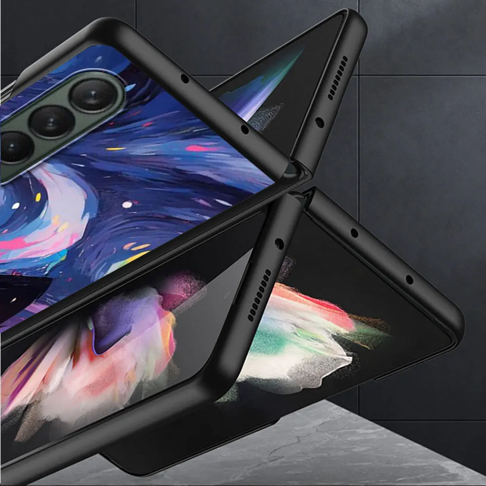 Van Gogh Art Cute Kitty Cases for Samsung Galaxy Z Fold6 Z Fold3 ZFold4 Z Fold5 5G Z Fold4 5G Coque Bumper Shockproof Cover