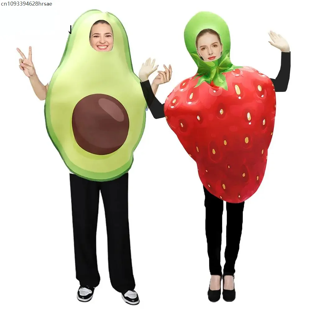 

Funny Strawberry Avocado Costume Halloween Carnival Disguisement Clothes Couple Holiday Jumpsuits Funny Holiday Party Suit 2026