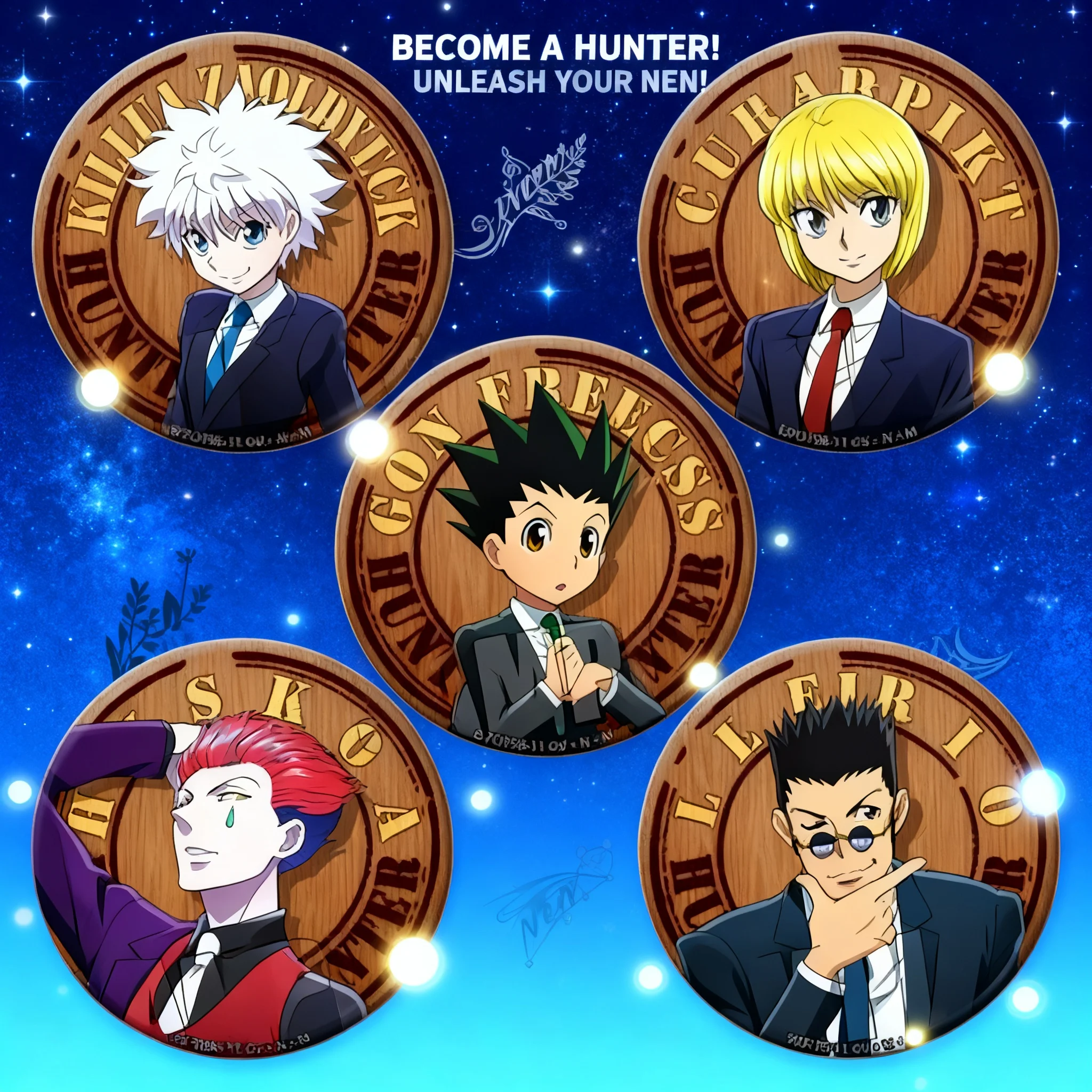 

HUNTERxHUNTER Fullmetal Hunter Badge Keychain Mirror Pendant Anime Hunter x Hunter Killua Zoldyck Hisoka Kurta Clu Ging Freecss