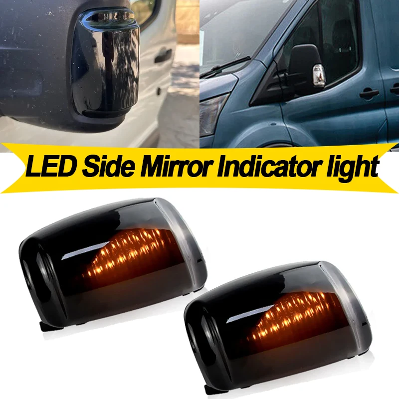 2PCS For Ford Transit Mk8 Custom 2014 2015 2016 2017 2018 2019 2020 LED Rearview Side Mirror Turn Signal Light Car accessories