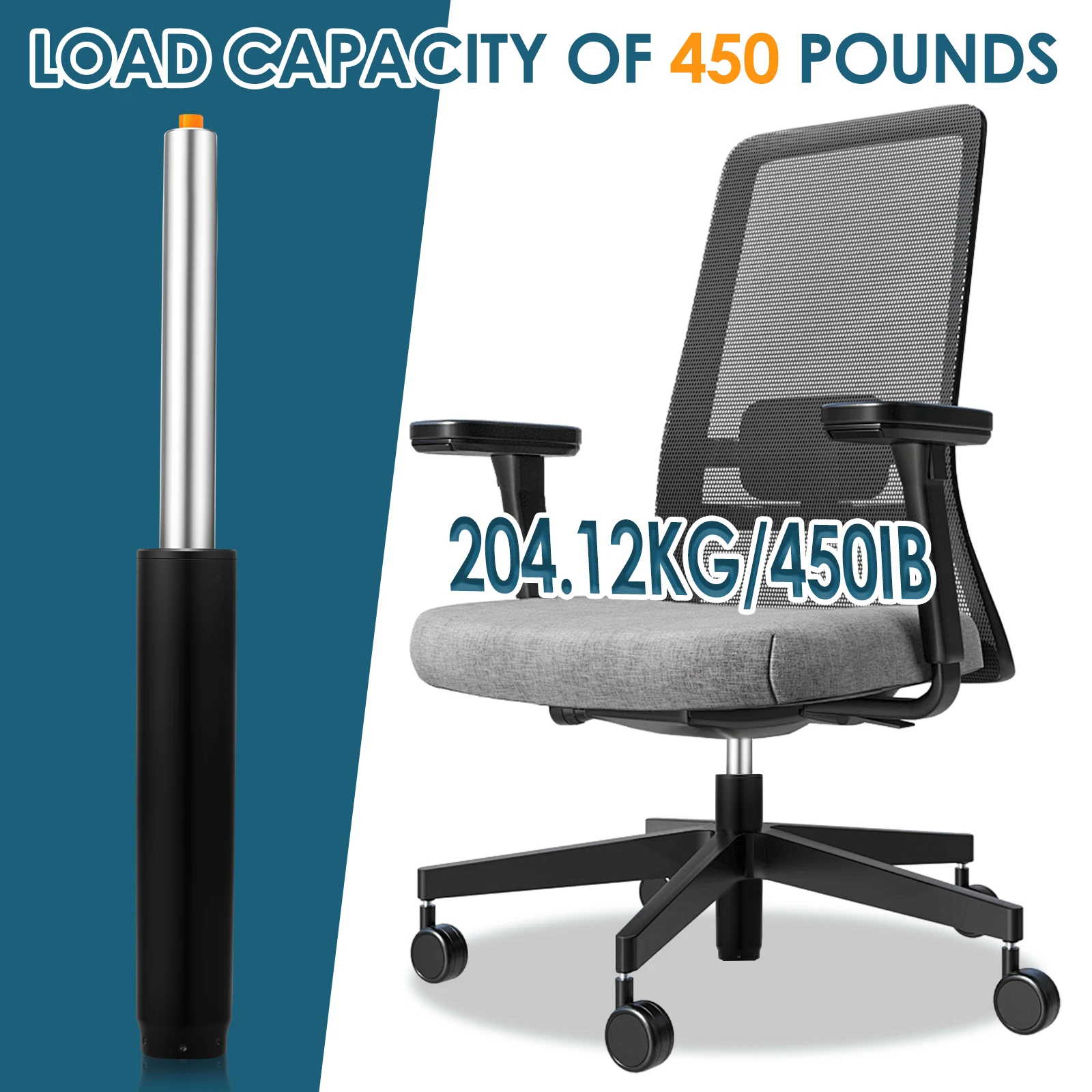 

Gas Lift Office Chair Replacement Gas Lift 204KG Gas Pressure Damper for Swivel Chairs,Height-adjustable 12-18 inch Gas Spring