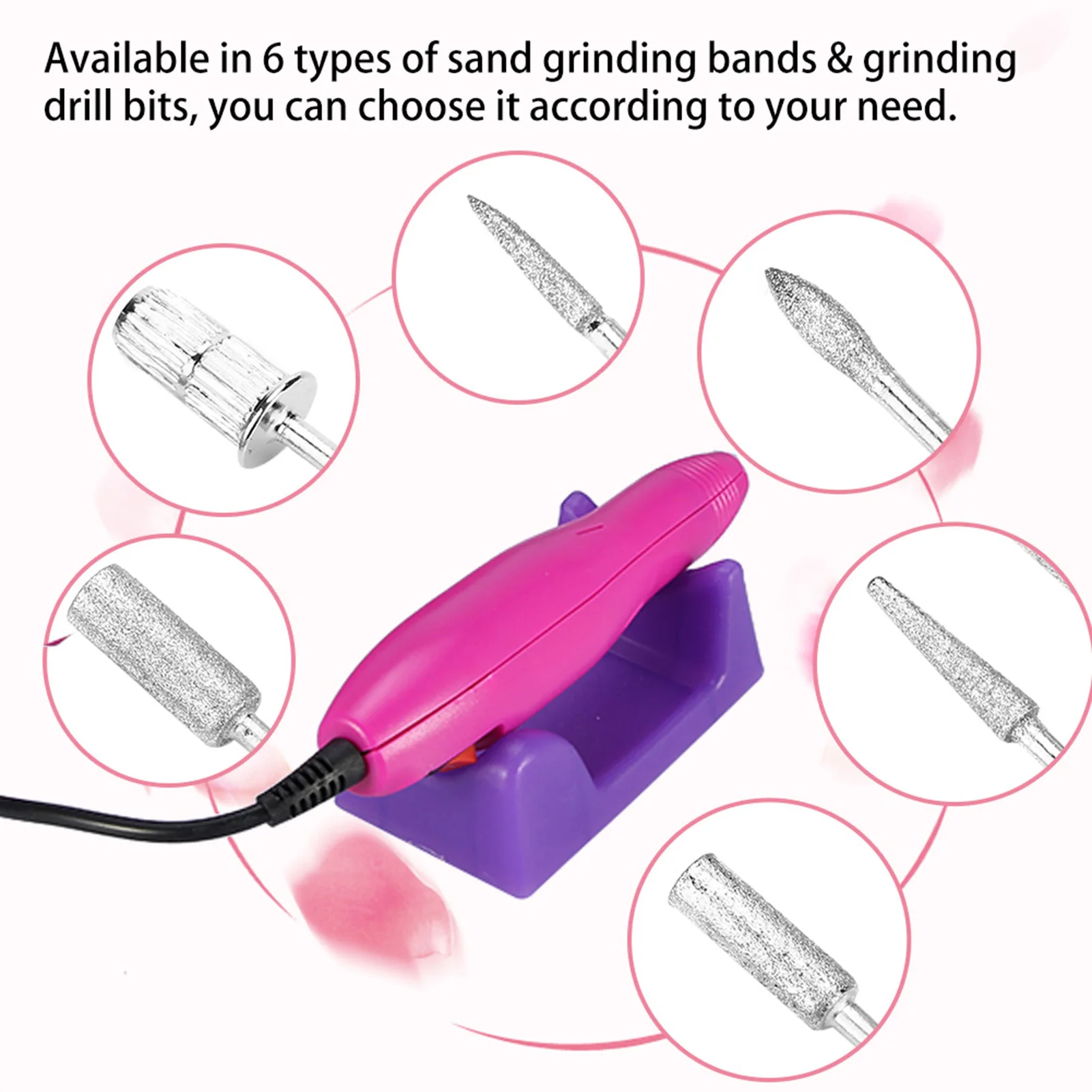 مسمار الفن آلة الحفر الكهربائية مسمار الحفر آلة المهنية الكهربائية آلة الأظافر ملف مانيكير باديكير الرملي عدة الحفر #4