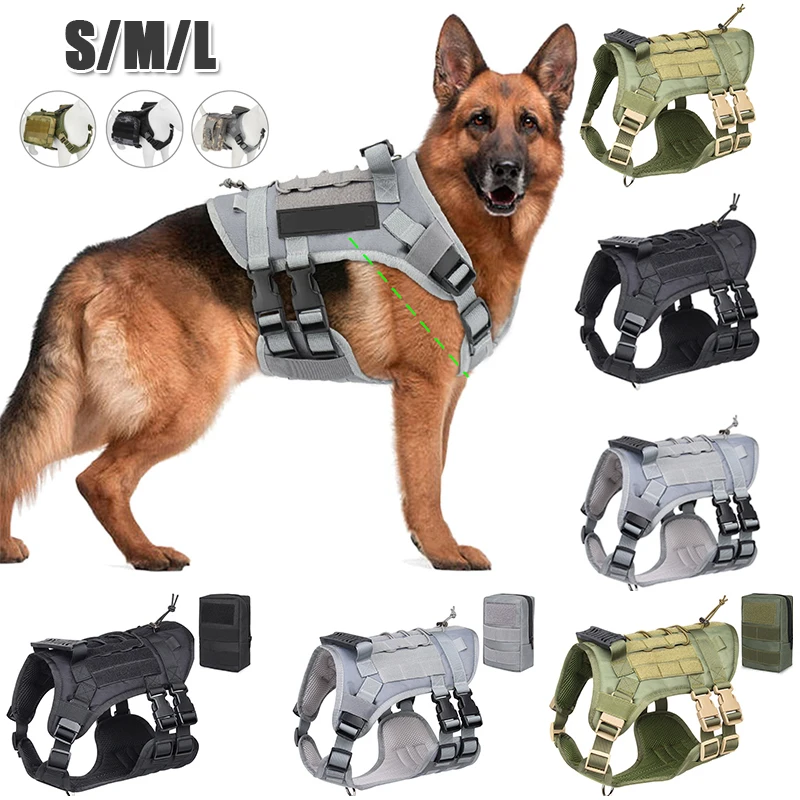 Tactical Dog Harness Military Training Dog Harness for Medium Large Dogs German Shepherd No Pull Patrol Quick Release Vest