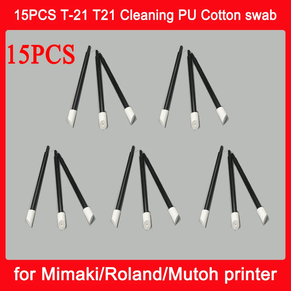 

15PCS T-21 T21 Dust Free Cleaning PU Cotton swab head and Fine Rod for printer clean head and Pole 15pcs for Mimaki/Roland/Mutoh