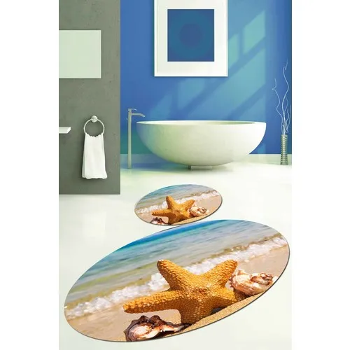 Else Kadser Sea Star 3D Oval Bath Mat Set Toilet Seat Pad