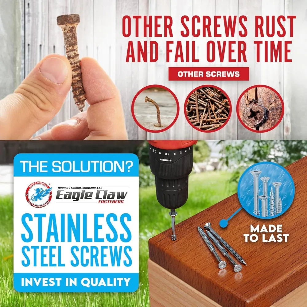 # Viti da piano in acciaio inossidabile da 10 x 3 pollici 1750 pezzi |   Testa piatta con trasmissione Torx a stella T25 |   Acciaio inossidabile di grado 304