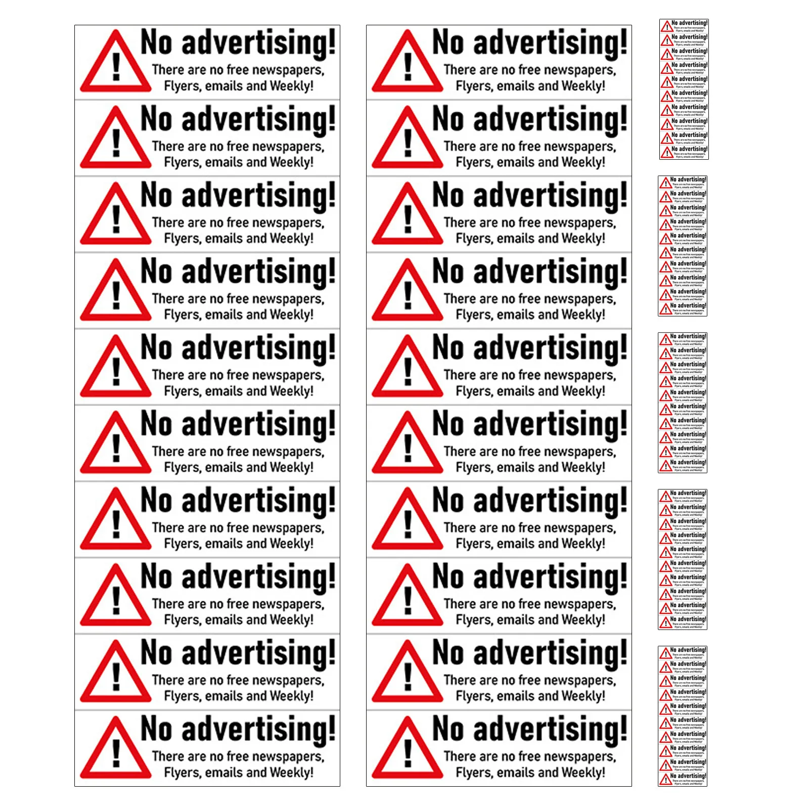 7Sheets PVC No Advertising Sign Stickers Waterproof Self-Adhesive Minimalist Outdoor Door Wall Sign Weather-Resistant Junk Mail