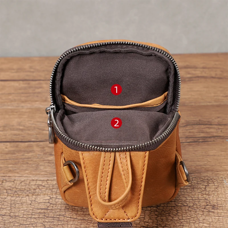 Mini Mens Shoulder Bag Genuine Leather Men Chest Bag Man Sling Crossbody Bag for Male 2022 Small Messenger Travel Phone Bag Pack