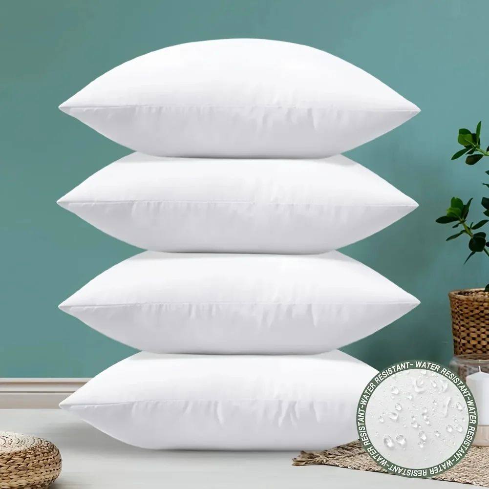 4 Pieces Of Ultra Soft White Ultra-Fine Fiber Pillow Core Anti Allergic, 100% Polyester Filling, Sofas, Beds, Garden Mats, Etc.