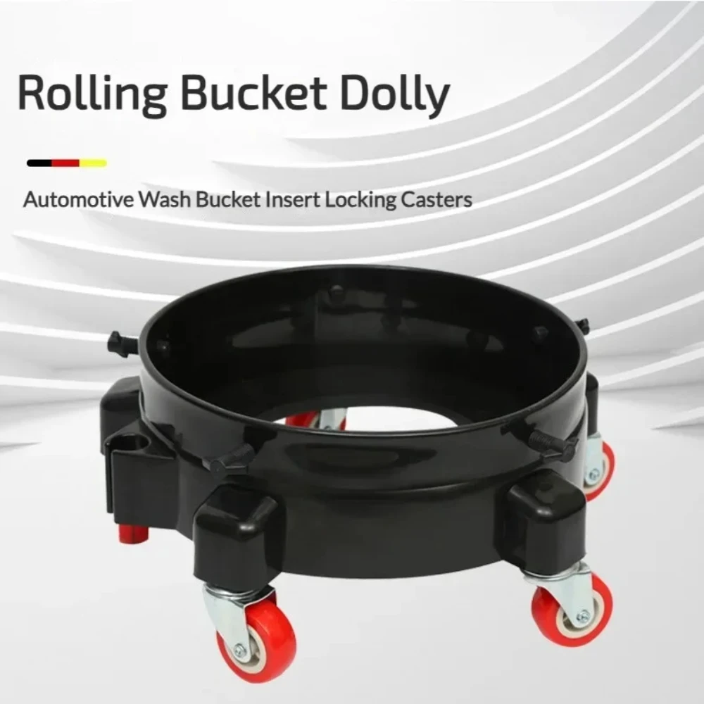 

Removable Rolling Bucket Dolly 360 Degree Turning Swivel Caster Car Washing Tools Heavy Duty Auto Wash Tray Holder with 5 Wheels