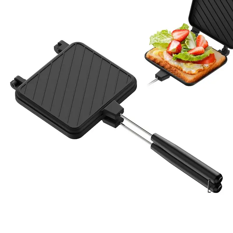 

Double Side Sandwich Pan Non Stick Baking Pan Removable Folding Toast Steak Sandwich Bread Frying Pan Portable Top Pancake Maker