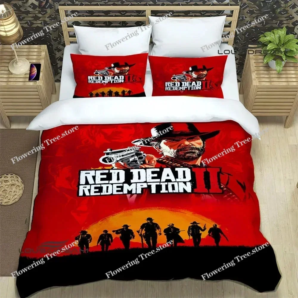 

Red Dead Redemption 2 Print Bedding Sets Exquisite Supplies Set Duvet Cover Bed Comforter Set Bedding Set Luxury Birthday Gift