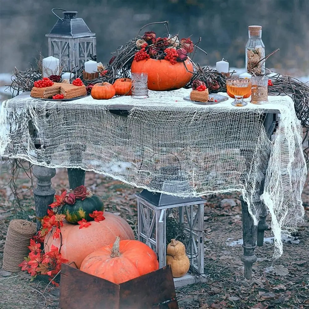 Cena adereço preto halloween gaze horror gigante panos enlatados branco assustador malha gaze festa assustadora