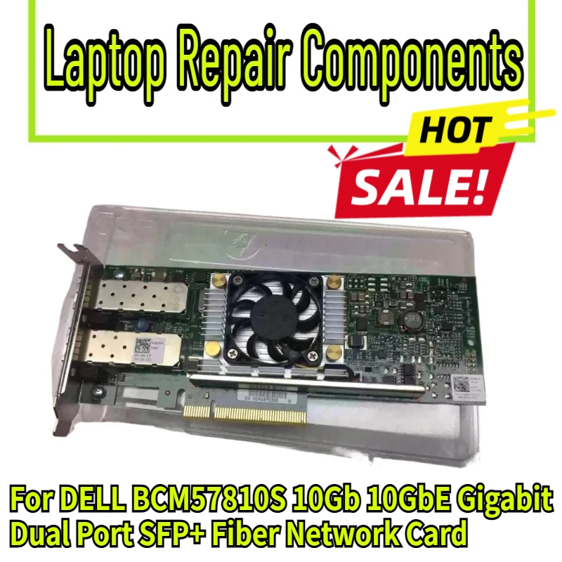 95% New For DELL BCM57810S 10Gb 10GbE Gigabit Dual Port SFP+ Fiber Network Card 0N20KJ N20KJ 0Y40PH CN-0Y40PH CN-0N20KJ