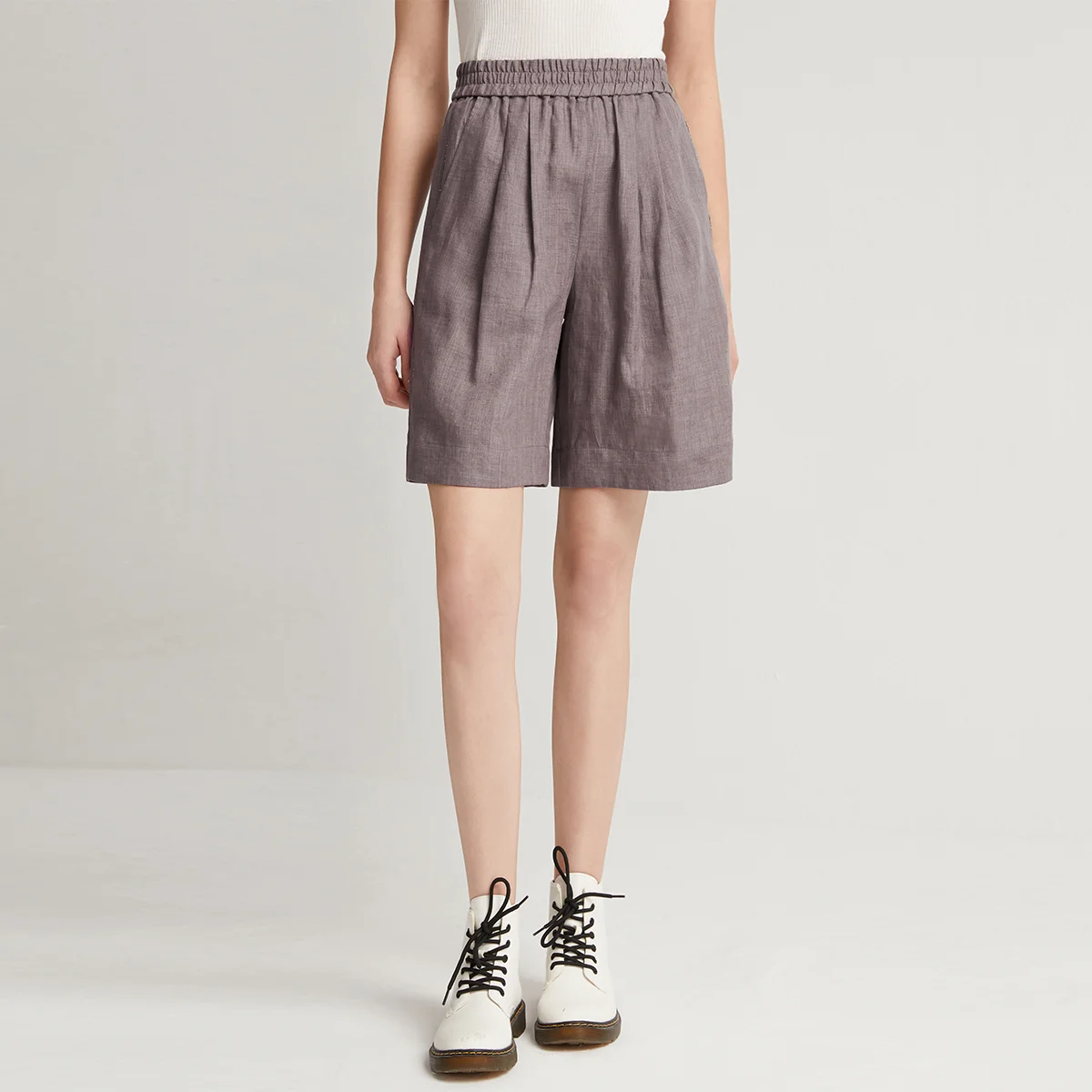 K1118W  Solid Color High quality Luxury womens Clothing Ladies Shorts Pants 100% Linen Shorts For Women Clothes
