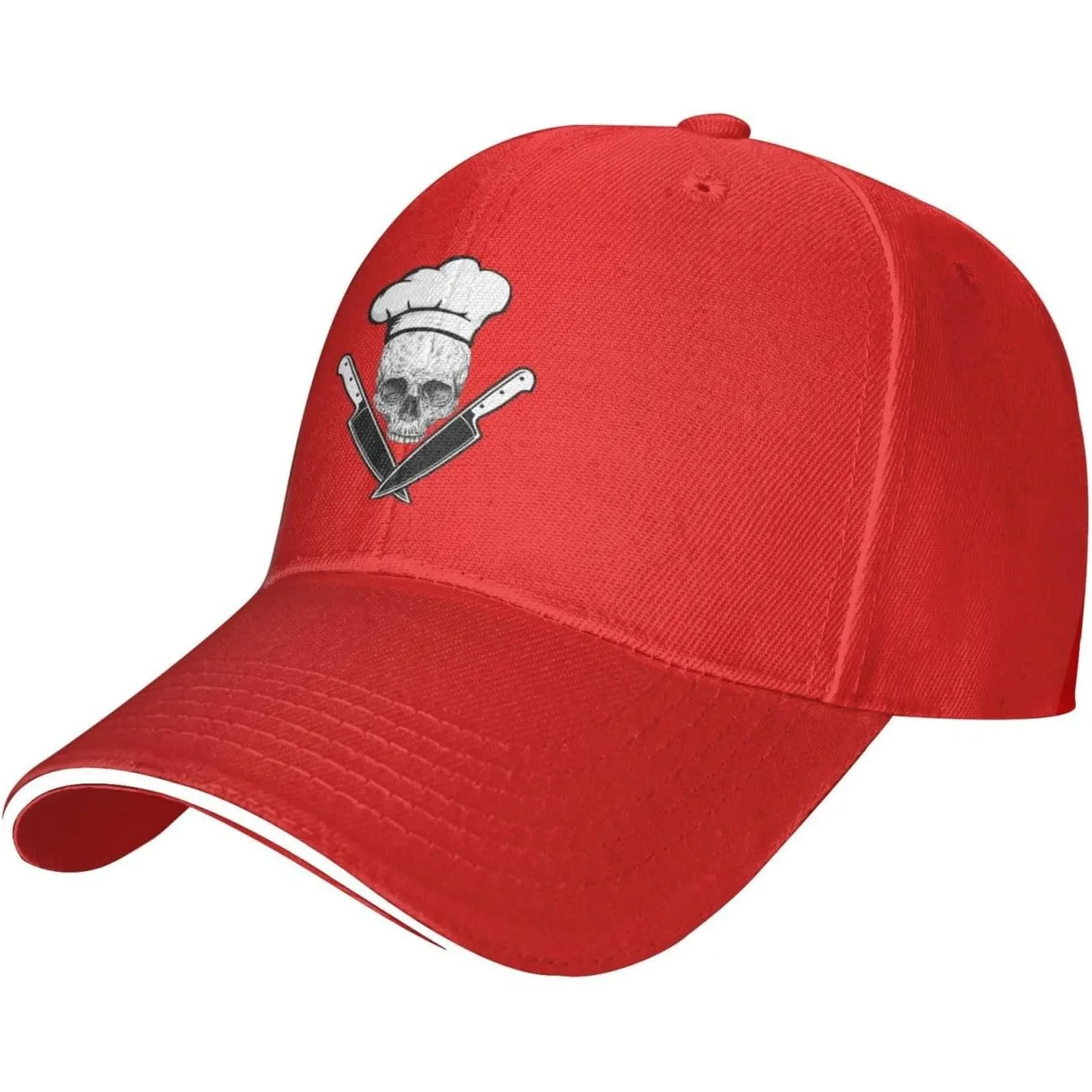 Skull-Chef-Knife-Graphic-Baseball-Cap-Polyester-Adjustable-Unisex-Casual-Hat