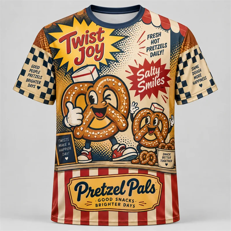 Funny Food Cartoon 3D Print T Shirt Men Women Fries Donut Boba Taco Pretzel Ice Cream Hot Dog Popcorn Cupcake Sushi Summer Tee