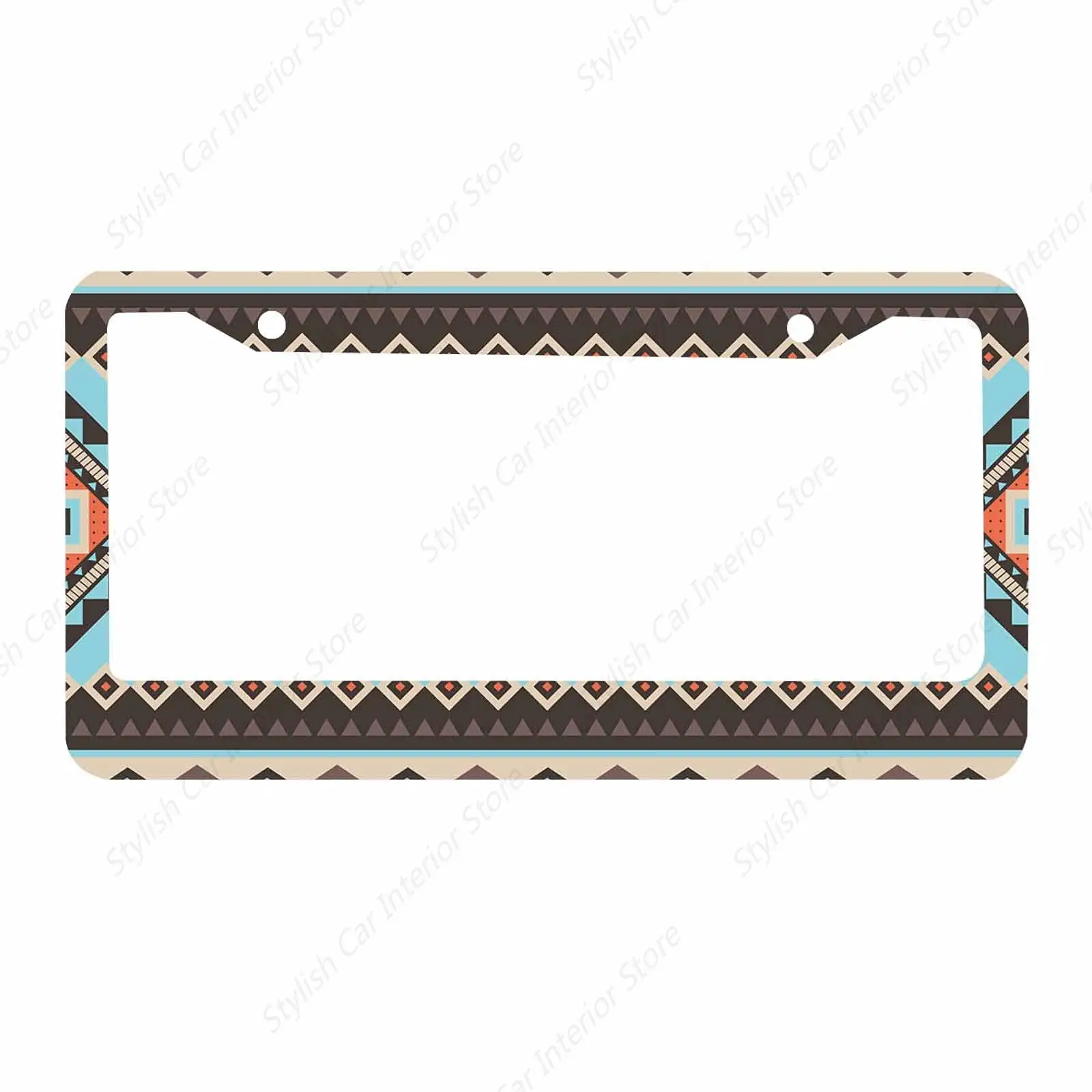 Decorative License Plate Frame Aztec African Ethnic Tribe Car Tag Frame Aluminum Auto License Plate Holder for Men Women