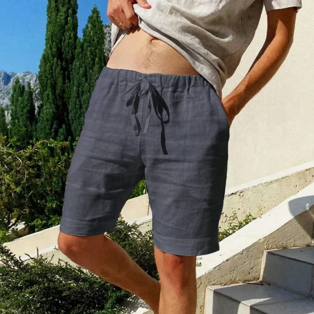 

New Men‘s Solid Color Casual Short Lightweight Gym Pants Loose Beach Shorts Men Straight Jogging Sport Large Short Homme