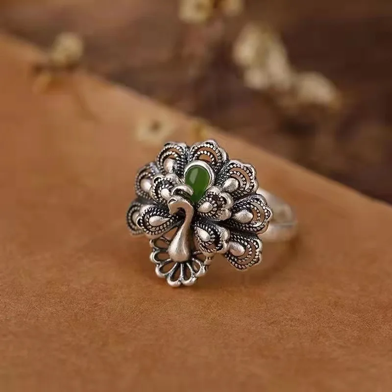 

Vintage Phoenix Ring with Personalized Drip Glue Craftsmanship, Taiyin 3D Phoenix Ethnic Style, Adjustable Opening