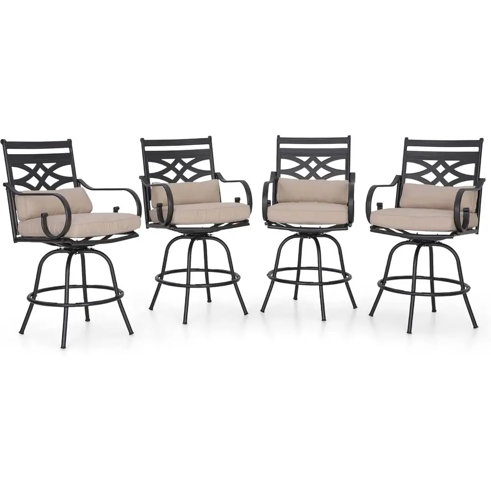 

Set of 4 Swivel High Dining Bar Stools with Cushioned Seats