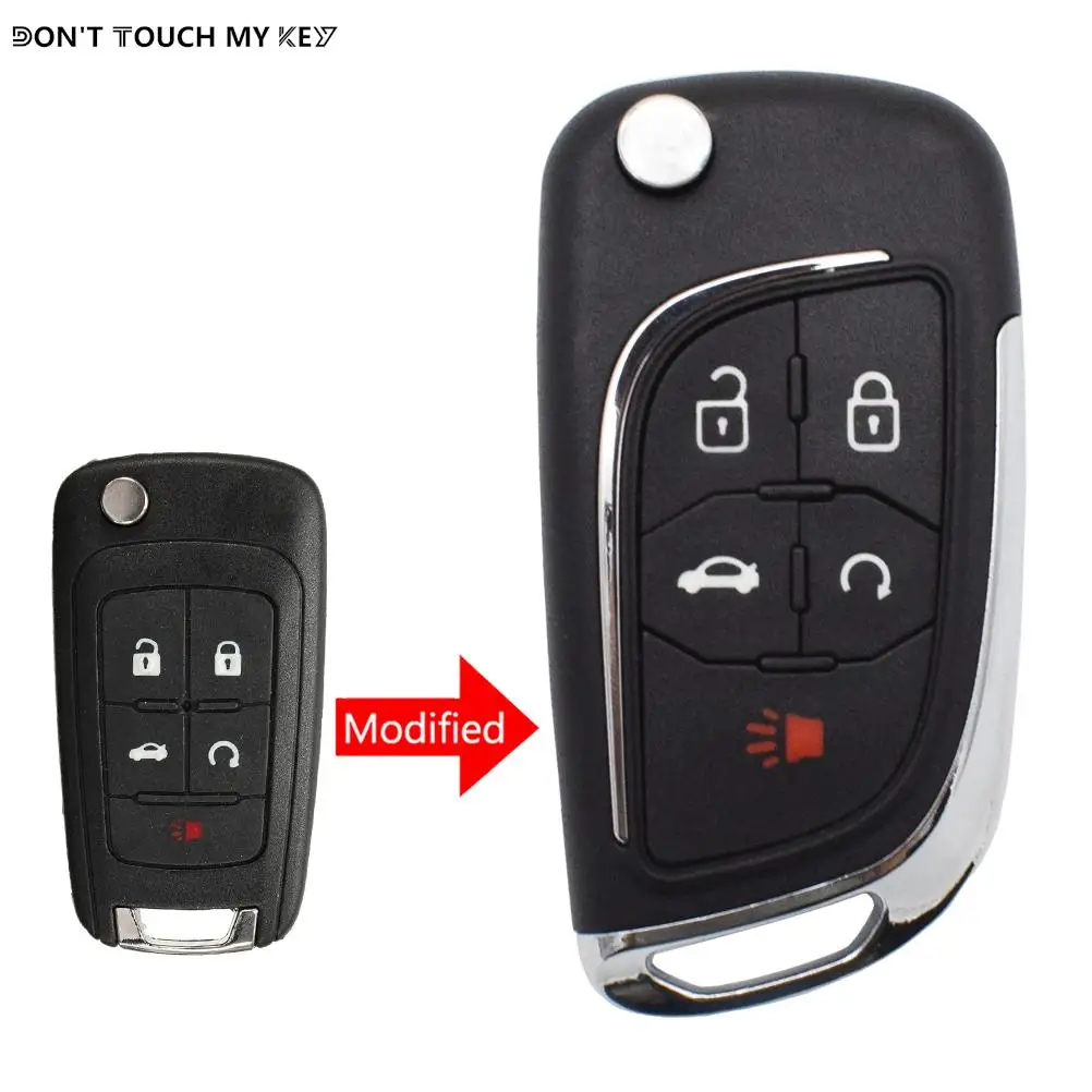 5 Button Modified Flip Key Shell Case Cover Remote For Chevrolet Equinox Malibu Cruze Impala Caprice SS Spark Trax Buick Allure