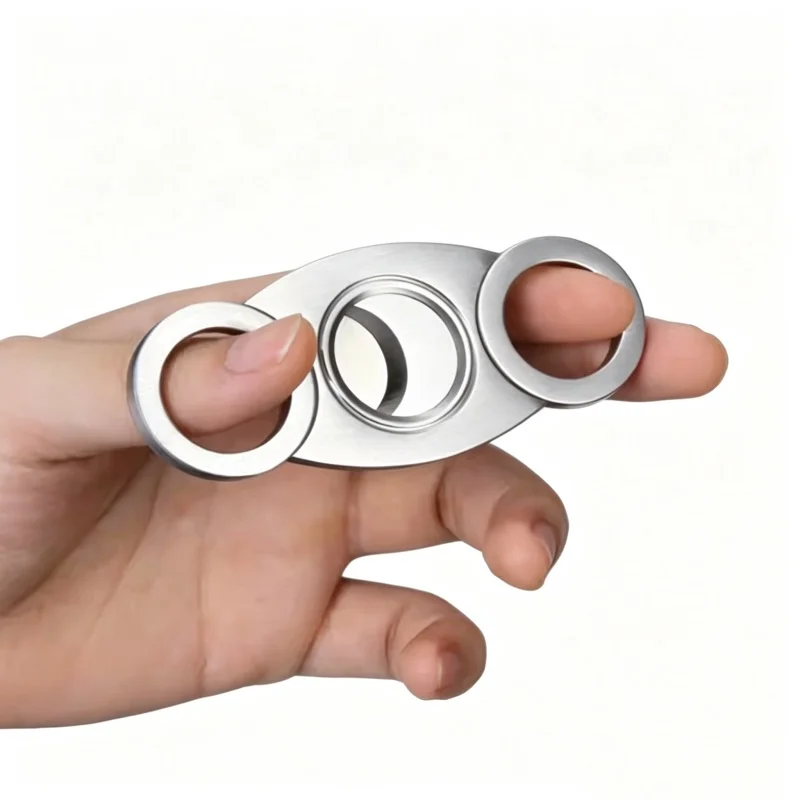 Stainless Steel Double Blade Cigar Cutter Guillotine Sharp Precision Cigar Trimmer Portable Pocket Clipper Smoking Tool for Men
