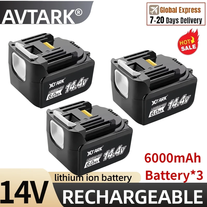

For makita 6000mAh 14.4V Rechargeable Li-ion Battery For Makita 14V Power Tools 5.0Ah Batteries BL1430 BL1460 1415 194066-1