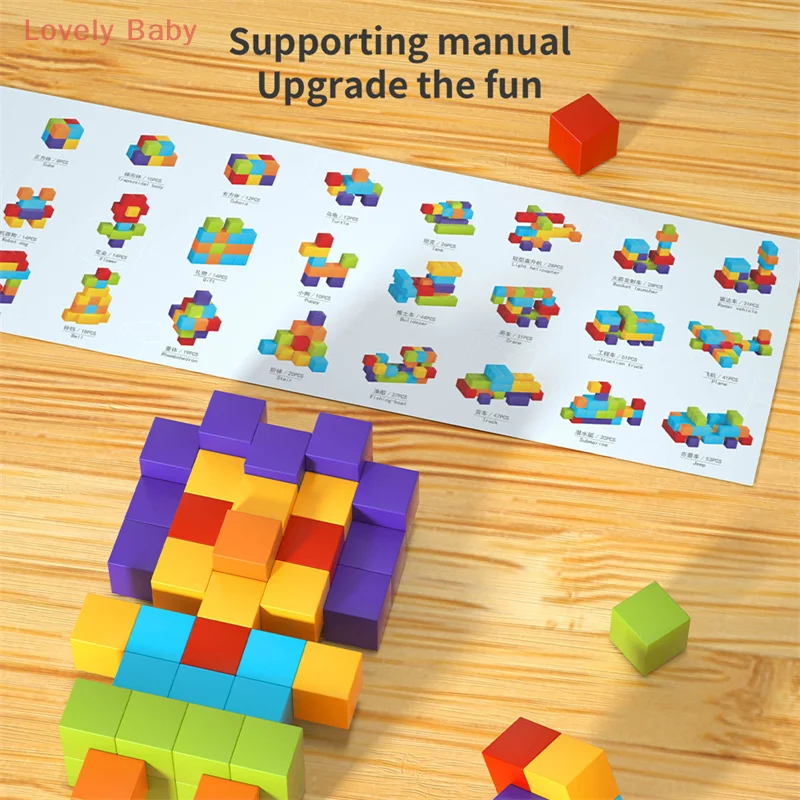 【BBS】Zestaw Magnetycznych Kostek do Budowania - Klocki Edukacyjne STEM dla Dzieci, Wczesna Edukacja i Zabawa Konstrukcyjna