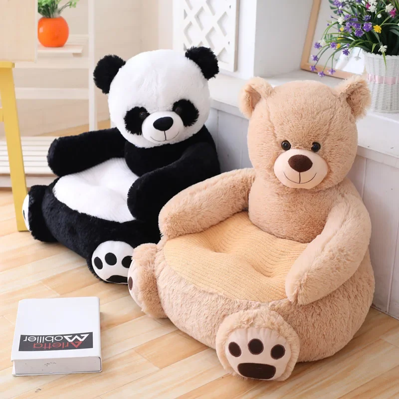 Creative Kid Plush Sofa - Cartoon Panda & Brown Bear Design - Portable Soft Tatami Seat Cushion