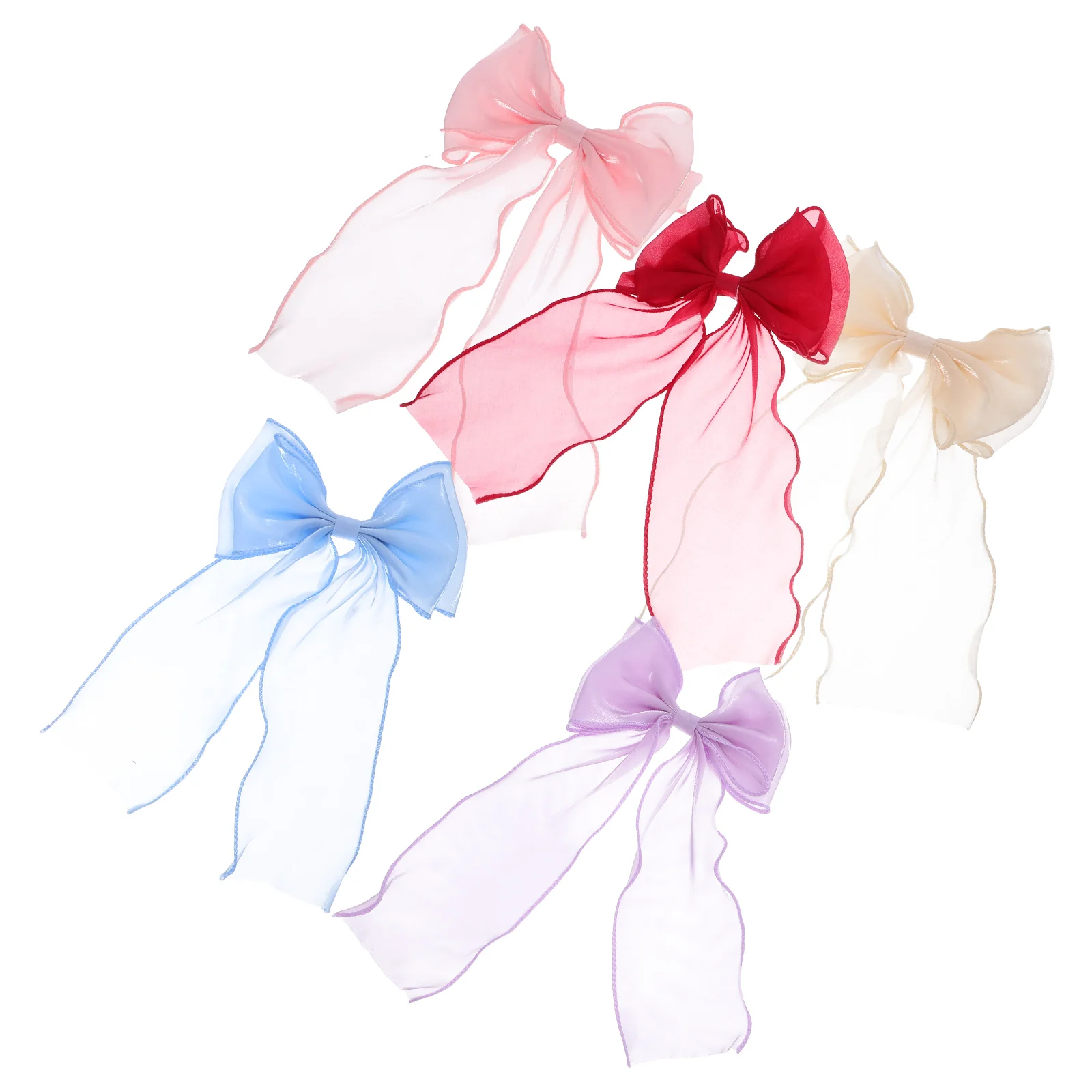 

5 Pcs Bow Hairpin Chiffon Clip Mini Clips Bowknot Accessories Barrette Mesh Fabric Barrettes Banana Claw