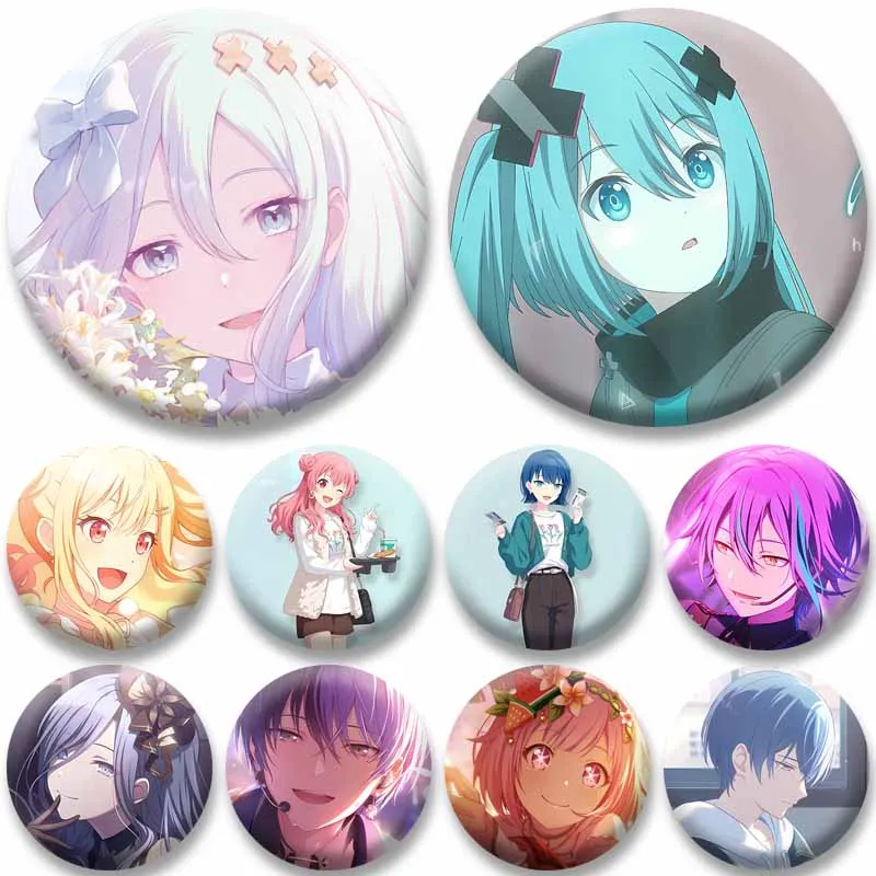 Anime Project Sekai PJSK Enamel Pins Cartoon Character Cosplay Brooches Handmade Round Badges on Backpack Accessories XMAS Gifts