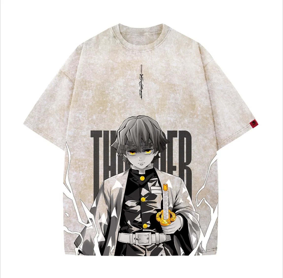 Zenitsu graphic t shirts oversized unisex fit vintage washed demon slayer y2k tops harajuku gothic streetwear anime t shirt