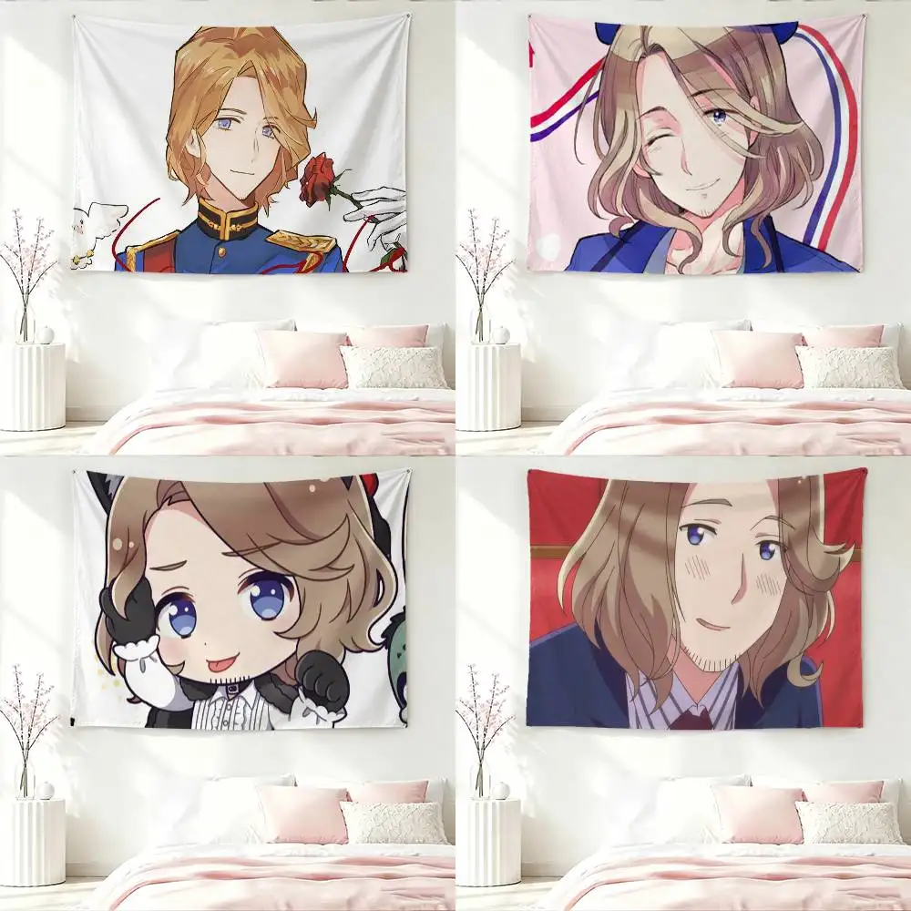 Anime Hetalia World Stars Francis Bonnefoy Tapestry Flags Wall Hanging Background Art Banner for Bedroom Home Outdoor Decor