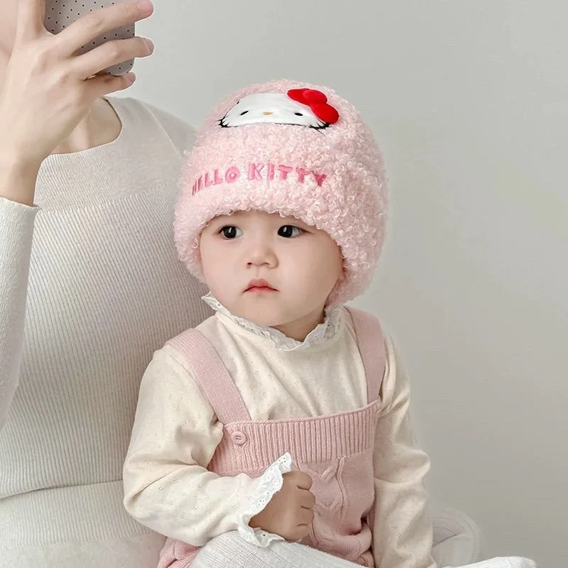 

Sanrio Kuromi Warm Hat Hello Kitty Cinnamoroll Pochacco My Melody Cute Plush Children's Hat Thick Windproof Winter Hat Kid Gift