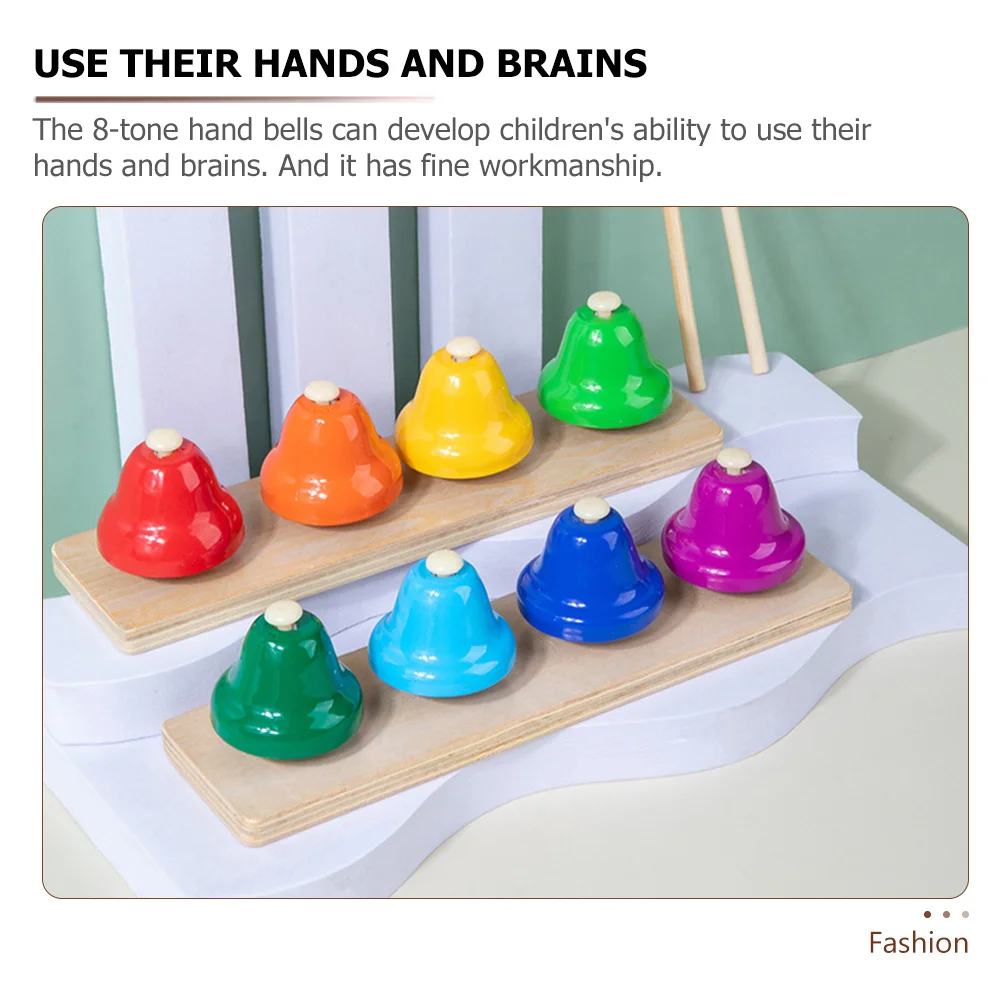 

1Set Musical Percussion 8-Tone Hand Bells Teaching Instrument Early Education Kids Desktop Bell Learning Desk Bells