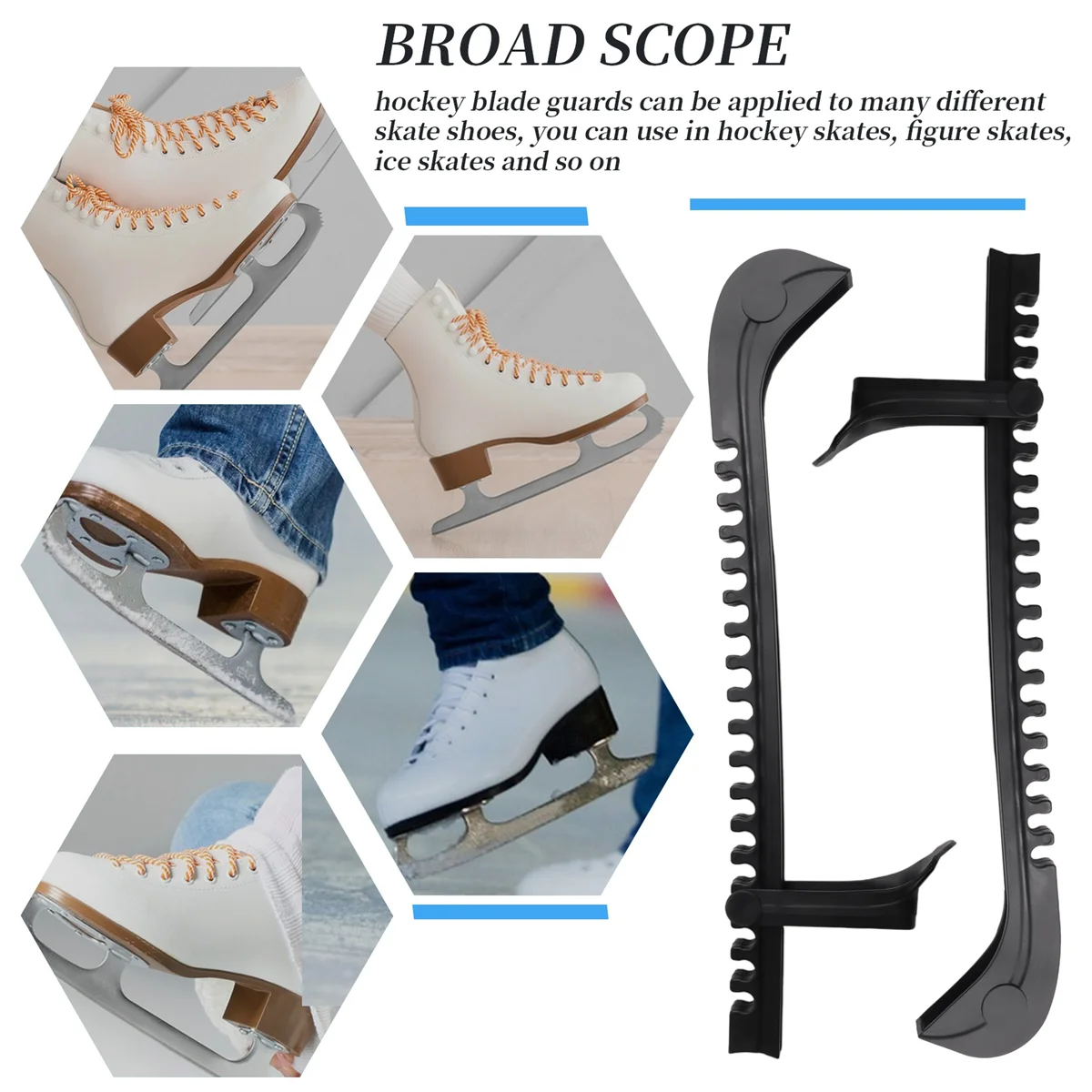 Ice Skate Blade Protectors,Universal Ice Skate Blade Cover Hockey Skate Guards with Adjustable Buckle for Skating XQ