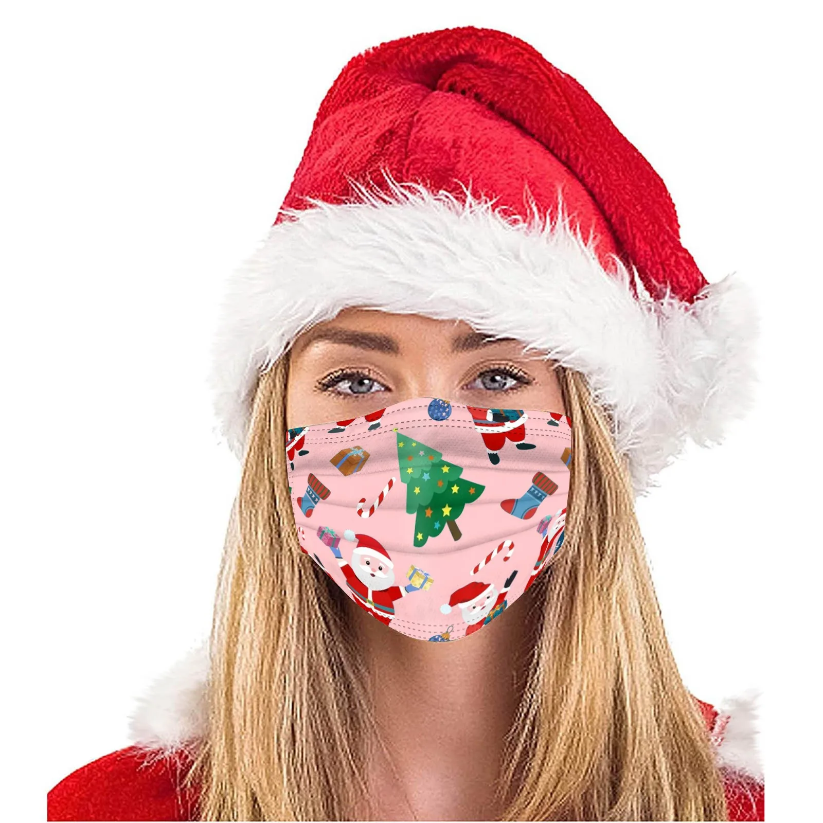 الكبار عيد الميلاد نمط مطبوعة أقنعة المتاح أحادية اللون 10 قطعة جمع الحفلات اليومية لوازم الديكور الواقية العملي #4